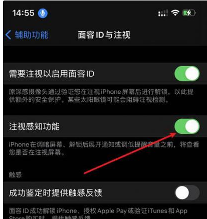 工农苹果14维修网点分享iPhone14注视感知功能有什么用 